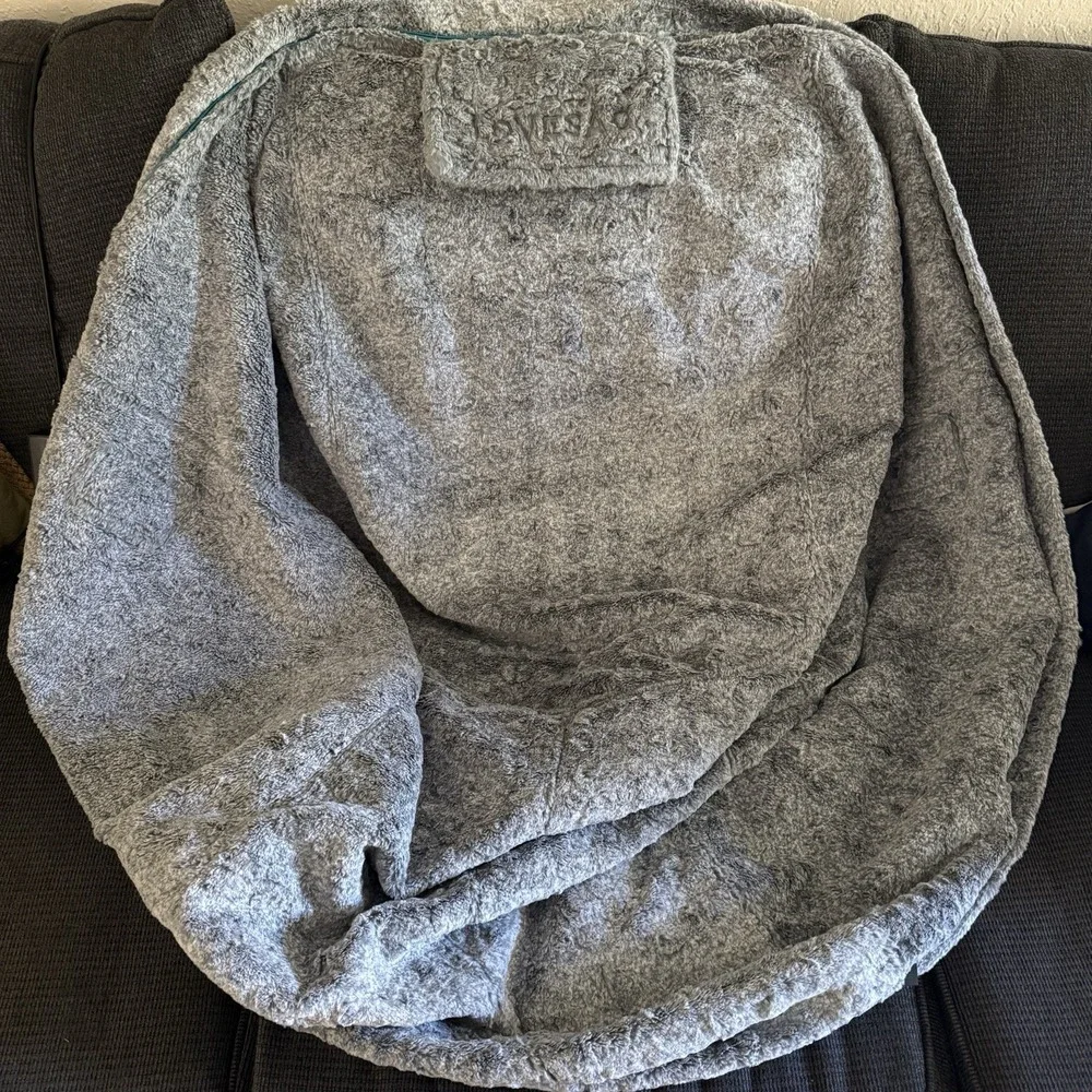 Lovesac Citysac + Ottoman Cover Only Grey Phur Faux Fur Bean Bag Cover NWOT